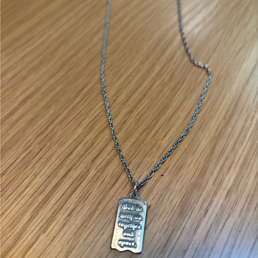 James Avery Silver Plaque Pendant Necklace with Inspirational Engraving